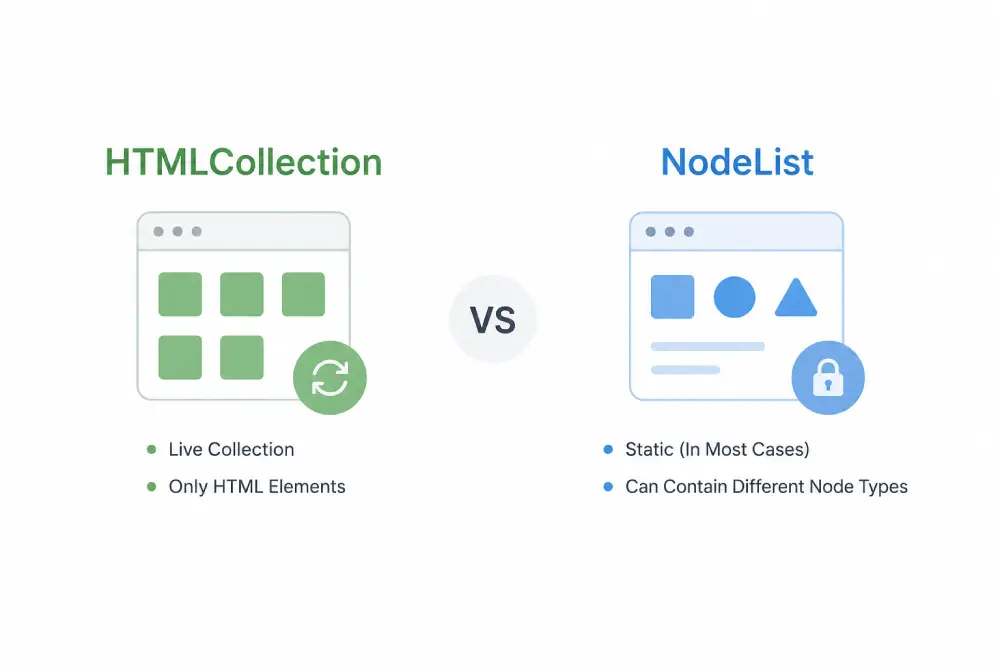 تفاوت HTMLCollection و NodeList در جاوا اسکریپت